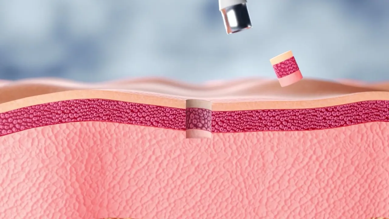 Cross-section animation of a tissue sample being delivered