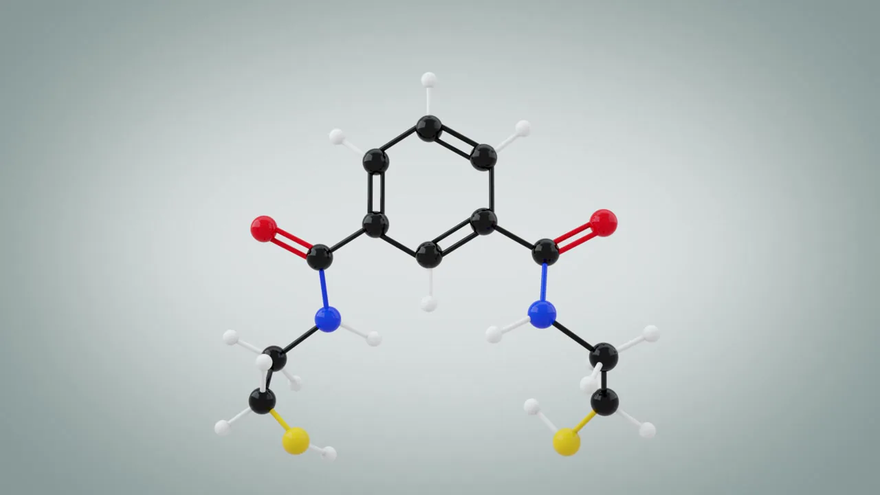 Molecular animation frame with a centered structure